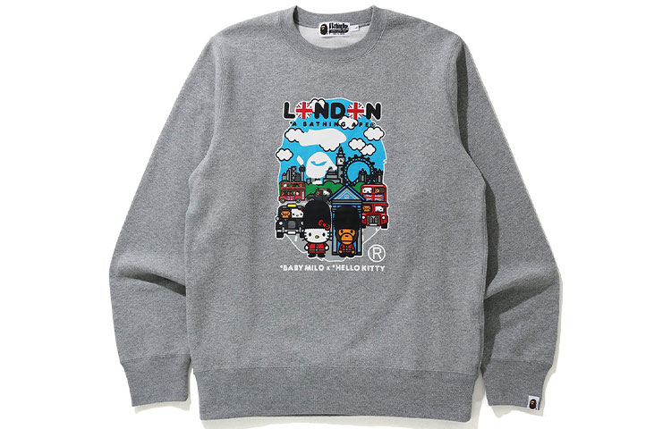 BAPE Hello Kitty Ape Head Crewneck Cartoon Sweatshirt Unisex Long Sleeve 2G73-113-909