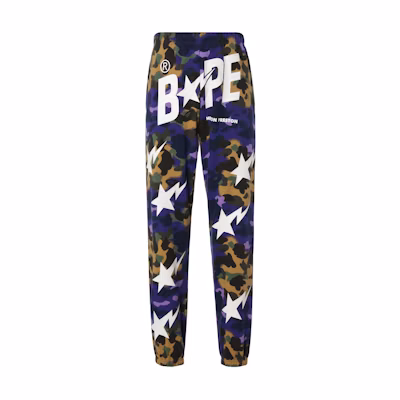 BAPE HP Printed Jogger Pants Purple - Relaxed Fit Low-Waist Sweatpants. 0ZXPTM152904I