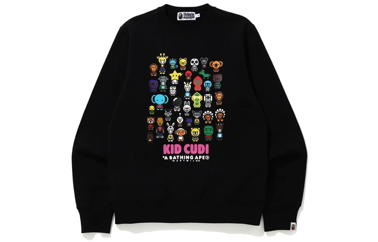 BAPE Kid Cudi Baby Milo Cartoon Print Crewneck Sweatshirt () 2G73-113-902