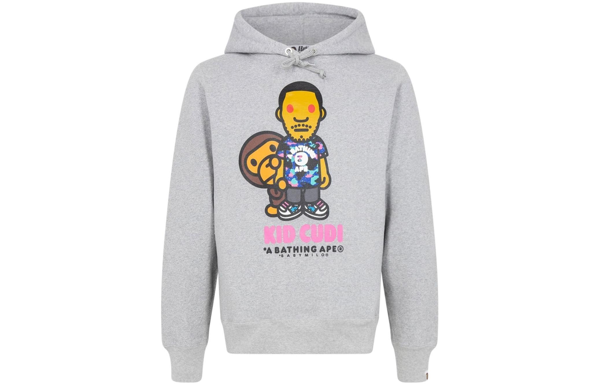 BAPE Kid Cudi FW22 Graphic Hoodie Grey Collaboration 83122120