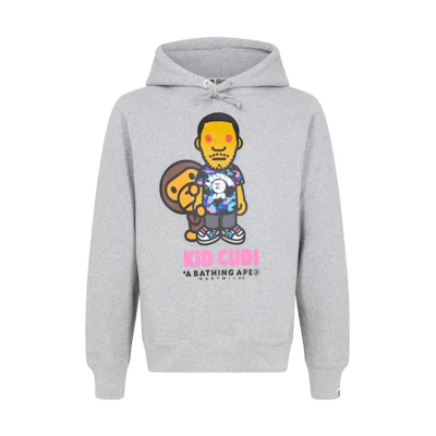 BAPE Kid Cudi FW22 Graphic Hoodie Grey Collaboration 83122120