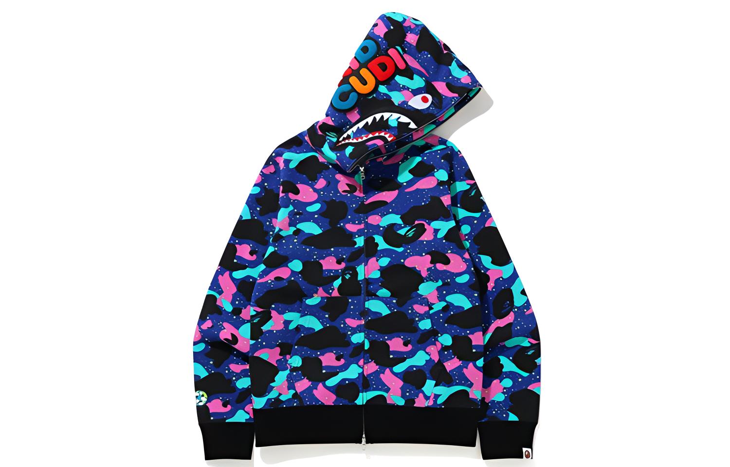 BAPE Kid Cudi Shark Camo Colorful Hoodie Collaboration 1G73-115-902