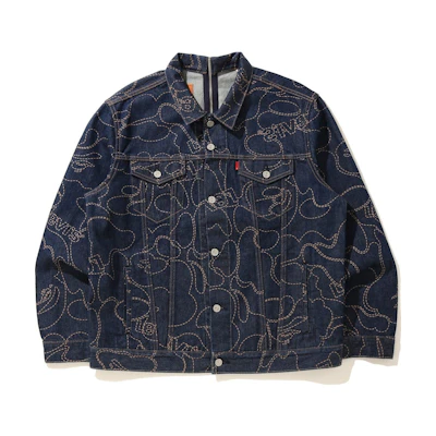 BAPE Levi's Camo Trucker Jacket Indigo