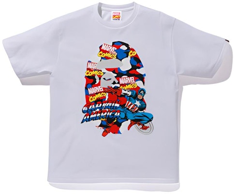 BAPE x マーベル キャプテンアメリカ グラフィックTシャツ ユニセックス ホワイト 1F23110921 Buy BAPE x マーベル キャプテンアメリカ グラフィックTシャツ ユニセックス ホワイト 1F23110921