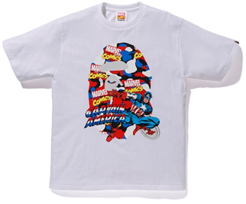 BAPE x マーベル キャプテンアメリカ グラフィックTシャツ ユニセックス ホワイト 1F23110921 Order BAPE x マーベル キャプテンアメリカ グラフィックTシャツ ユニセックス ホワイト 1F23110921