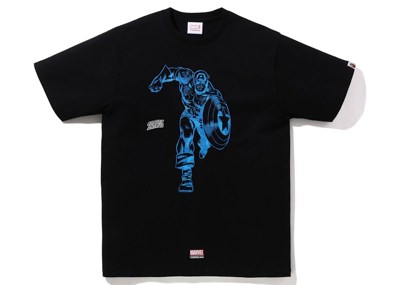 Buy BAPE x Marvel Comics Kaos Kapten Amerika (FW22) 'Hitam'