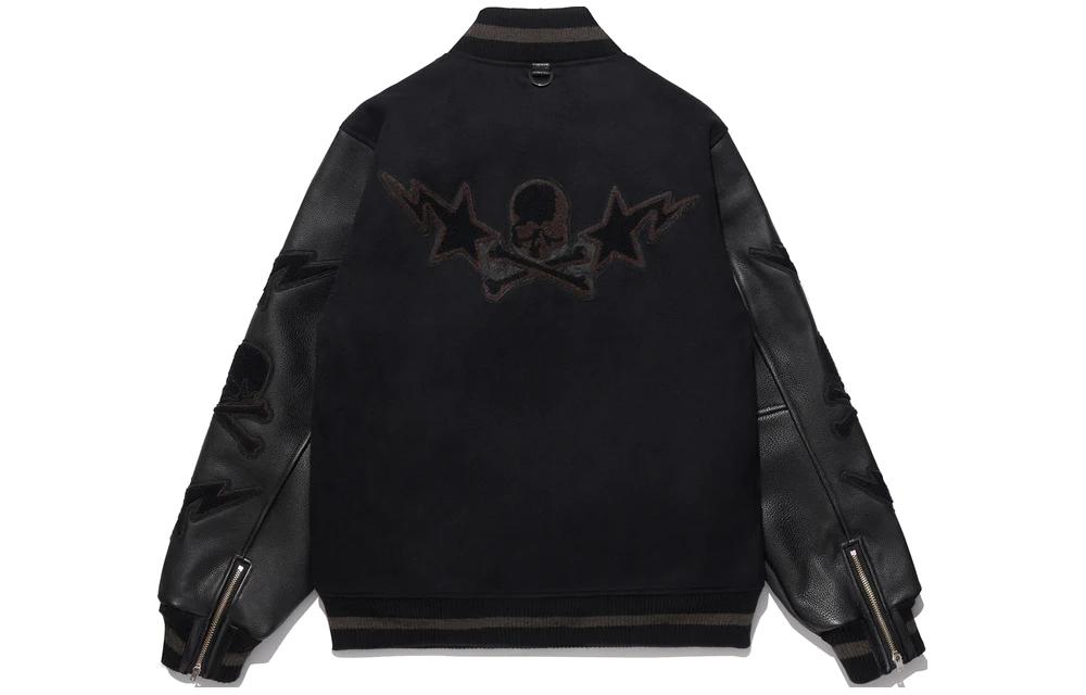 Lookbook Chaqueta Varsity Unisex Negra BAPE x mastermind JAPAN SS24 Logo Skull Star. 1K23-141-903