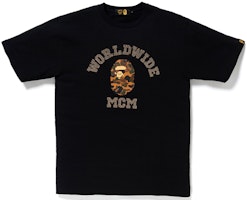 BAPE x MCM Rhinestone College Ape T-Shirt Black 1F73-110-910 BAPE x MCM Rhinestone College Ape T-Shirt Black 1F73-110-910