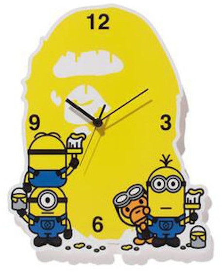 bape-x-minion-ape-head-clock-yellow