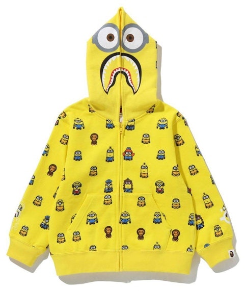 bape-x-minions-shark-full-zip-kids-hoodie-yellow