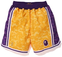 BAPE x Mitchell & Ness Lakers ABC Basketball Authentic Shorts Yellow BAPE x Mitchell & Ness Lakers ABC Basketball Authentic Shorts Yellow