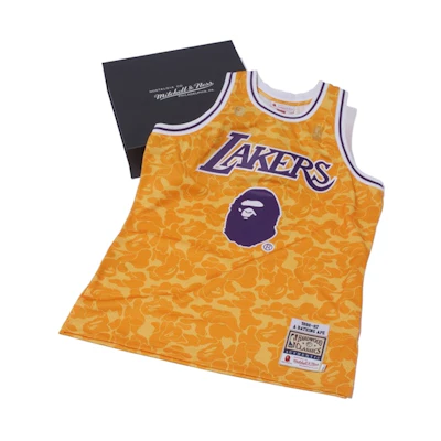 BAPE Mitchell & Ness Lakers ABC Basketball Authentic Jersey Yellow
