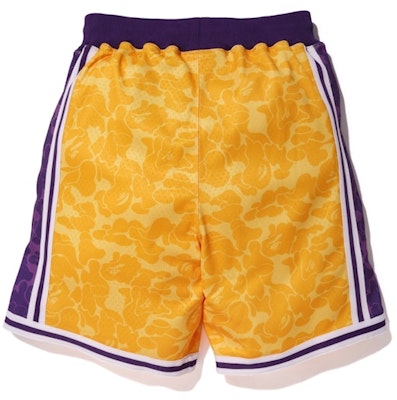 BAPE x Mitchell & Ness Lakers ABC Basketball Authentic Shorts Yellow Order BAPE x Mitchell & Ness Lakers ABC Basketball Authentic Shorts Yellow