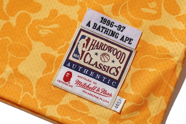 BAPE x Mitchell & Ness Lakers ABC Basketball Authentic Jersey Yellow Lookbook BAPE x Mitchell & Ness Lakers ABC Basketball Authentic Jersey Yellow