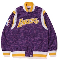 BAPE x Mitchell & Ness Lakers Warm Up Jacket Purple BAPE x Mitchell & Ness Lakers Warm Up Jacket Purple