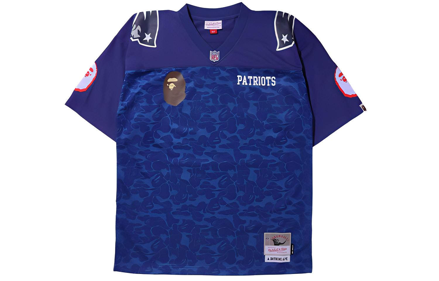 BAPE Mitchell & Ness NFL New England Patriots Legacy Jersey Blue Unisex Tee. 1H73-109-908