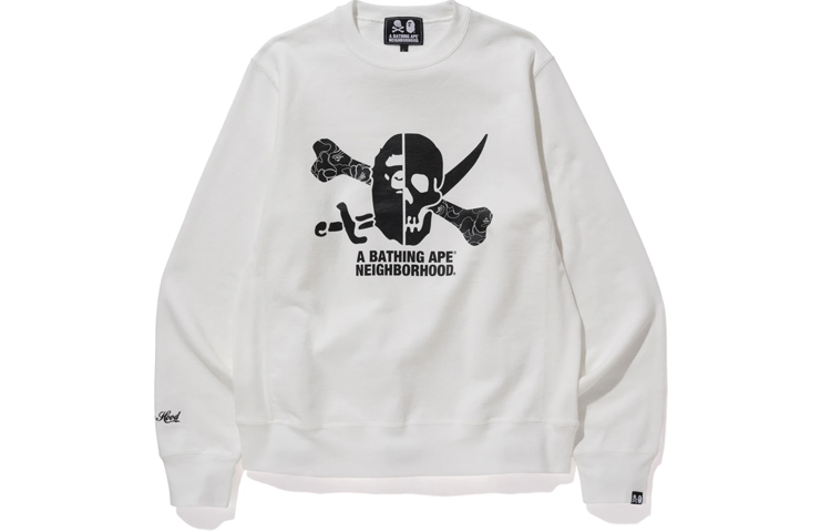 BAPE NBHD Collaboration Crewneck Sweatshirt  White 1E73-113-908 圖 2
