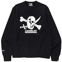 BAPE x NEIGHBORHOOD Collaboration Black Crewneck Sweatshirt. 1E73-113-908 BAPE x NEIGHBORHOOD Collaboration Black Crewneck Sweatshirt. 1E73-113-908