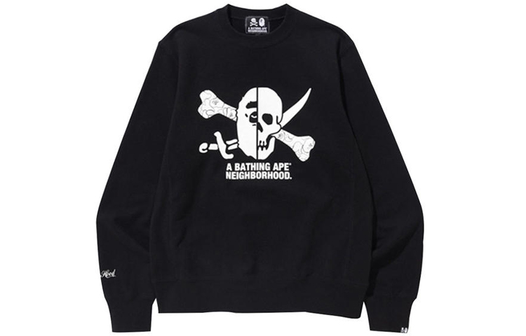 Order BAPE x NEIGHBORHOOD Kerjasama Black Crewneck Sweatshirt. 1E73-113-908