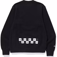 Lookbook BAPE x NEIGHBORHOOD 聯名款黑色圓領長袖T恤。 1E73-113-908
