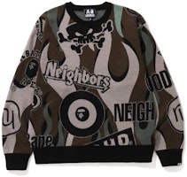 BAPE x NEIGHBORHOOD SS23 All-Over Letter Print Crewneck Sweater Unisex. 1J23-120-901 BAPE x NEIGHBORHOOD SS23 All-Over Letter Print Crewneck Sweater Unisex. 1J23-120-901