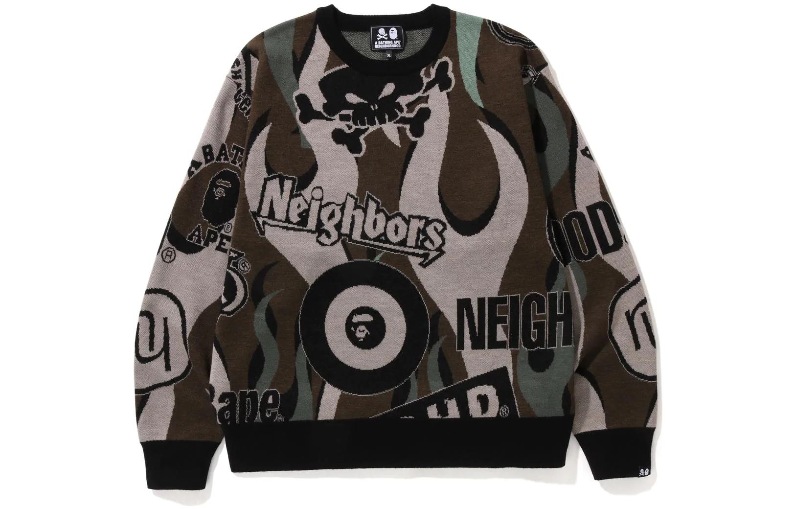 Order BAPE x NEIGHBORHOOD SS23 総柄レタープリント クルーネックセーター ユニセックス。 1J23-120-901