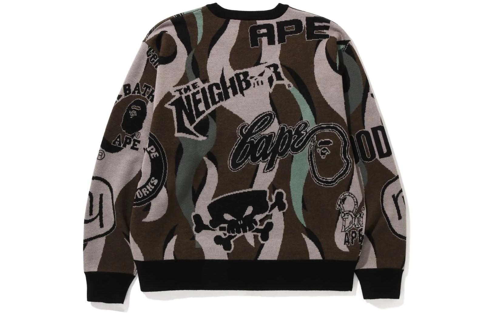 Lookbook BAPE x NEIGHBORHOOD SS23 総柄レタープリント クルーネックセーター ユニセックス。 1J23-120-901