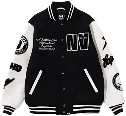 BAPE x NEIGHBORHOOD 2023春夏字母棒球夹克 黑色 男女同款. 1J22-141-901 Buy BAPE x NEIGHBORHOOD 2023春夏字母棒球夹克 黑色 男女同款. 1J22-141-901
