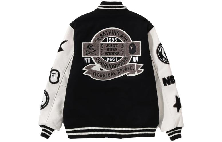 Lookbook BAPE x NEIGHBORHOOD 2023春夏字母棒球夹克 黑色 男女同款. 1J22-141-901