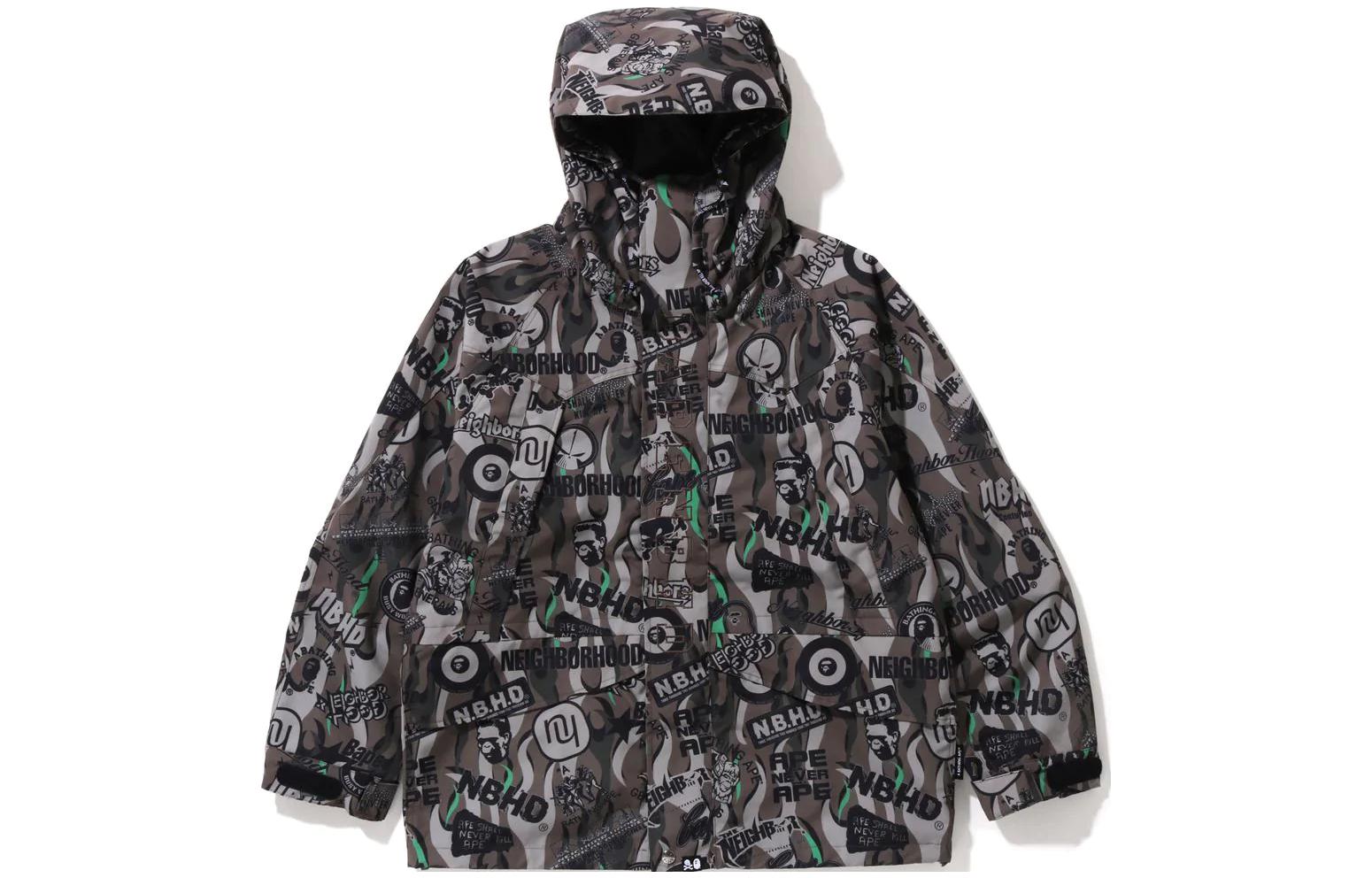 BAPE x NEIGHBORHOOD SS23 Logo Print  Hoodie Jacket Collaboration. 1J23-140-901