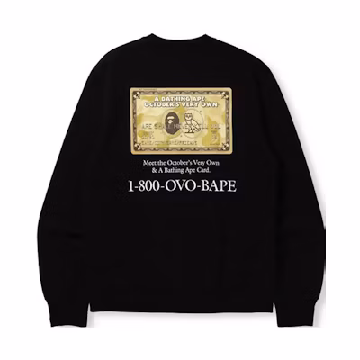 BAPE OVO Collab Logo Patch Crewneck Pullover Sweatshirt 0ZXSWM113902H