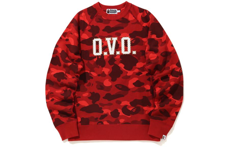 BAPE OVO Red Camo Print Letter Crewneck Sweatshirt Edition 0ZXSWM113907E