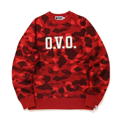 BAPE OVO Red Camo Print Letter Crewneck Sweatshirt Edition 0ZXSWM113907E
