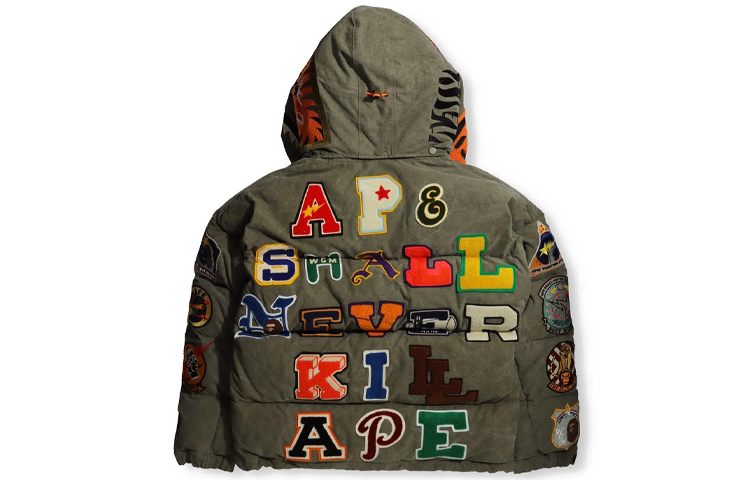 Purchase BAPE x READYMADE Jaket Musim Sejuk Hooded Tiger Shark Hijau Zaitun. 1H23-141-901