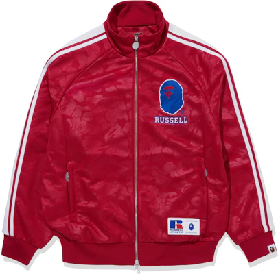 BAPE x Russell Athletic FW23 Jaket Trek Berjalur Retro Unisex Kolaborasi. 1J73-113-911 Details for BAPE x Russell Athletic FW23 Jaket Trek Berjalur Retro Unisex Kolaborasi. 1J73-113-911