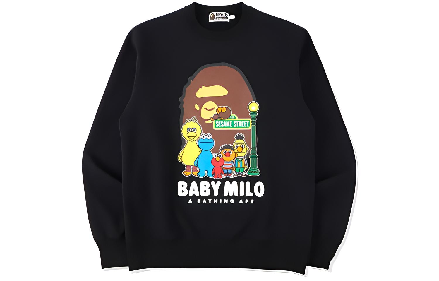 BAPE SESAME STREET Ape Head Milo Cartoon Crewneck Sweatshirt Unisex 2H23-113-910