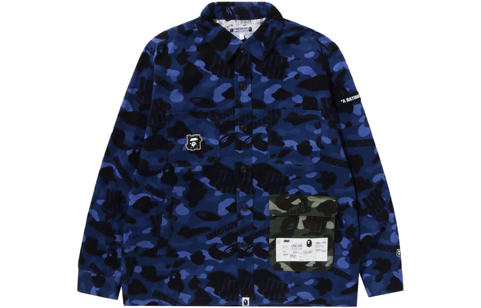BAPE UNDFTD Camo Print Collared Jacket Navy Blue - Edition 1I73-140-903