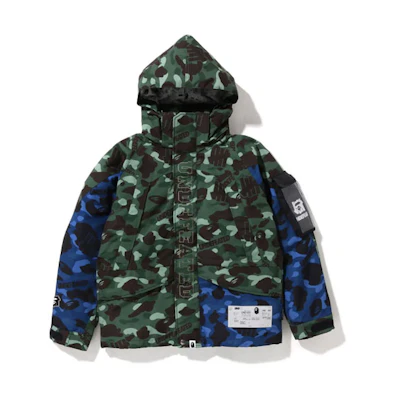 BAPE UNDFTD Camo Snowboard Down Jacket Green Full-Zip Hoodie Jacket 1I73-144-902