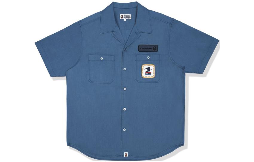 Lookbook BAPE联名USPS绿色短袖衬衫 邮政鹰标款式合作款。 0ZXSRMX32901I