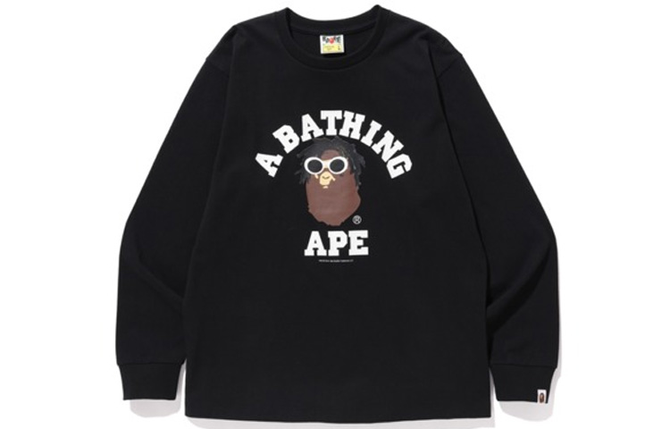 BAPE x Wiz Khalifa College L/S Sunglasses Ape Head Graphic Long Sleeve Tee Mens. 1F73-111-902