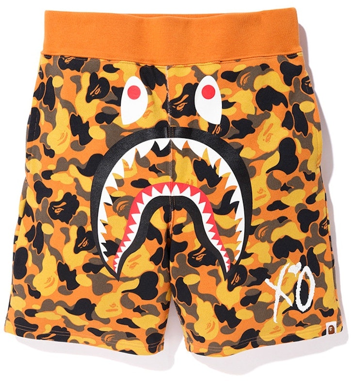 bape-x-xo-shark-sweat-shorts-orange