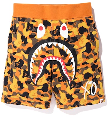 BAPE x XO Shark Sweat Shorts Orange Buy BAPE x XO Shark Sweat Shorts Orange