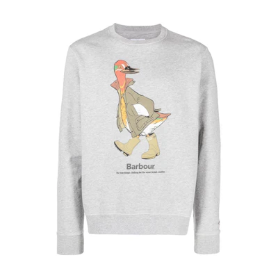 Barbour × NOAH FW22 Duck Letter Graphic Crewneck Sweatshirt Grey MOL0500GY52