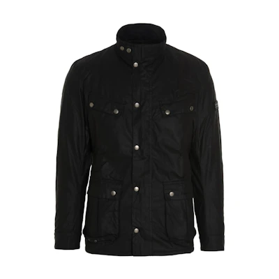 BARBOUR Black Stand Collar Button-Up Jacket with Plain Pocket Design. MWX0337MWXBK91