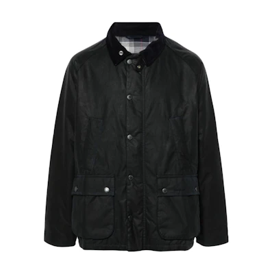 BARBOUR Black Waxed Jacket - Solid Color, Slim Fit, Single-Breasted. MWX2201NY94