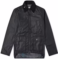 Barbour Black Waxed Jacket with Letter Print and Zip Closure. MWX1716BK11 Barbour Black Waxed Jacket with Letter Print and Zip Closure. MWX1716BK11