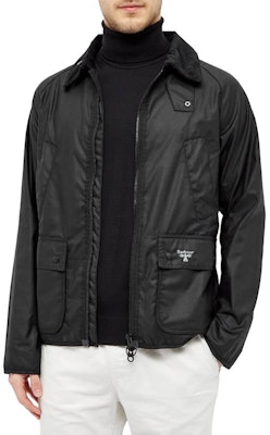 Barbour 黑色字母印花拉链封口蜡质夹克. MWX1716BK11 Shop Barbour 黑色字母印花拉链封口蜡质夹克. MWX1716BK11