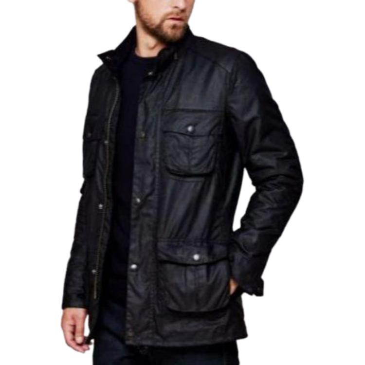 Barbour  Black Waxed Jacket with Stand Collar and Multiple Pockets. MWX0340BK72 圖 4
