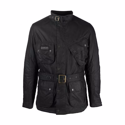 BARBOUR Grey Waxed Cotton Jacket Long Sleeve with Stand Collar. MWX1711SG51