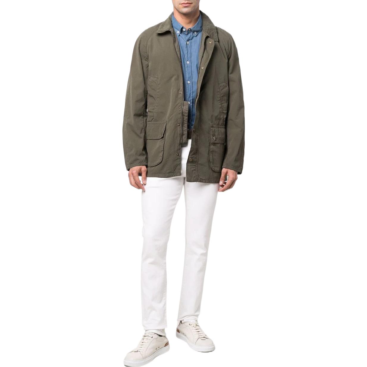 Lookbook BARBOUR Chaqueta Verde Militar Casual de Manga Larga con Botonadura Sencilla MCA0792OL51
